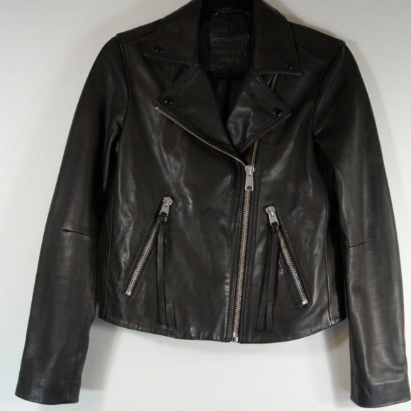 NEW AllSaints Dalby Leather Biker Jacket in Black - Size US 2 #979 - Picture 8 of 14